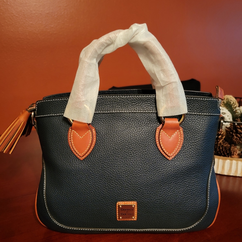 Dooney & Bourke Navy Blue Leather Short Handle Satchel